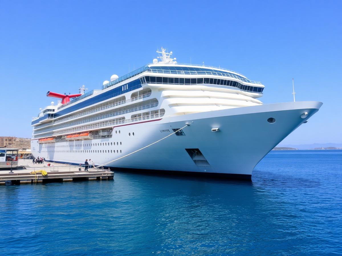 Cruise ship docked at a Greek port